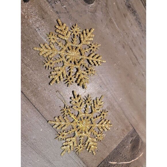 Gold Glitter Snowflake ornament xmas set - Picture 3 of 3